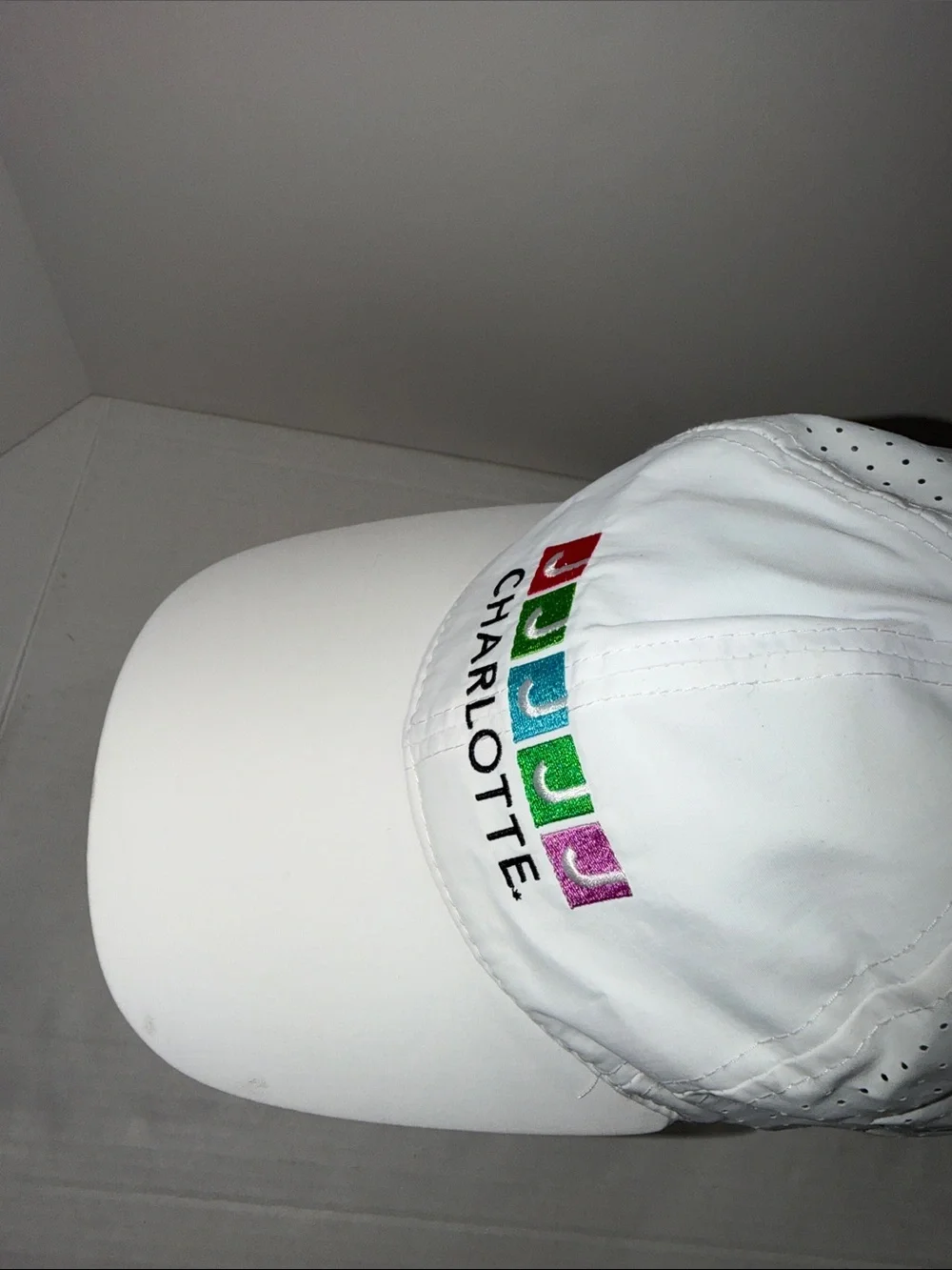 Charlotte Pickleball White Baseball Cap with Multicolor JJ Logo